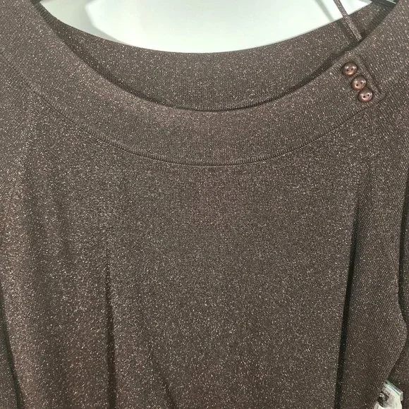Jones New York Signature Brown Pull Over Sweater with Copper Accents. Size L. - Picture 2 of 7